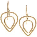 14k Yellow Gold Double Heart Drop Earrings