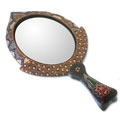 Pair of Exotic Tulips Wooden Batik Hand Mirrors (Indonesia)