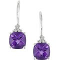 10k White Gold Amethyst Hook Earrings