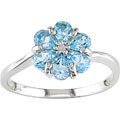 10k White Gold Blue Topaz Flower Ring