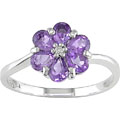 10k White Gold and Amethyst Flower Ring