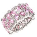 Silvertone Pink CZ Baguette Eternity Band