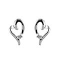 Sterling Silver Heart Diamond Accent Earrings