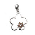 Silvertone Smoky CZ Flower Pendant
