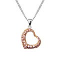 Sterling Silver Rose Gold CZ Heart Necklace