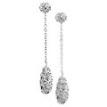Silvertone Clear CZ Drop Pave Earrings