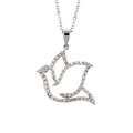 Silvertone Clear CZ Dove Pendant