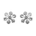 Silvertone Lavender CZ Flower Earrings