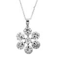 Silvertone Lavender CZ Flower Necklace