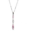 Silvertone Pink CZ Marquise Drop Necklace