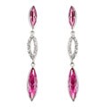 Silvertone Pink CZ Marquise Drop Earrings
