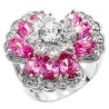 Silvertone Bouquet of Flowers CZ Ring