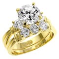 Gold Over Silver CZ Wedding Ring Set