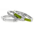 Enamel Green and White CZ Stackable Ring Set
