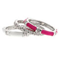 Enamel Pink and White CZ Stackable Ring Set