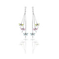 Silvertone Multiple Dragonflies and CZ Earrings
