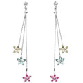 Silvertone Multiple Star Drop CZ Earrings