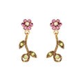 Goldtone Multicolored CZ Flower Earrings