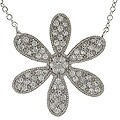 Sterling Silver Pave CZ Daisy Necklace