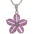 Sterling Silver Pink CZ Flower Necklace