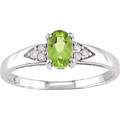 10k White Gold Oval Peridot Diamond Ring