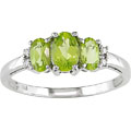 10k White Gold Oval Peridot & Diamond Ring