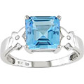 10k White Gold Square Swiss Blue Topaz Ring