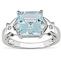 10k White Gold Square Swiss Blue Topaz Ring