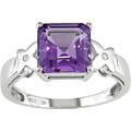 10k White Gold Square Amethyst Ring