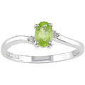 10k White Gold Oval Peridot Ring