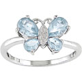 10k White Gold Blue Topaz Butterfly Ring