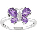 10k White Gold Amethyst Butterfly Ring