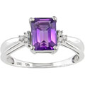 10k White Gold Emerald-cut Amethyst Ring