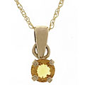 10k Gold Rope Chain w/ Round Citrine Stone Charm