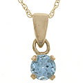 10k Gold Round Blue Topaz Charm w/ Rope Chain