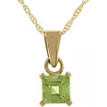 10k Gold Rope Chain w/ Square Peridot Charm
