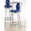 24-inch Blue Nouveau Chrome Swivel Stool