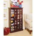 Espresso Sliding Door Media Storage Cabinet