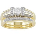 14k Yellow Gold 5/8ct TDW Round and Baguette Diamond Wedding Ring Set (G-I/ I1)