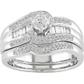 14k White Gold 1/2ct TDW Round and Baguette Diamond Wedding Ring Set (G-I, I1)