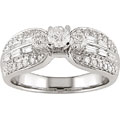 14k White Gold 1ct TDW Round and Baguette Diamond Engagement Ring (G-I, SI2-I1)