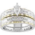 14k Two-tone Gold 3/8ct TDW Round and Marquise Diamond Engagement Ring Set (G-I, I1)