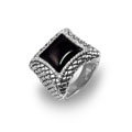 Scott Kay Sterling Silver 1/4ct TDW Diamond Onyx Ring