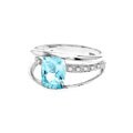 Armadani Silver 1/10ct TDW Diamond Blue Topaz Ring