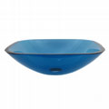 BlueTempered Glass Vessel Lavatory Sink