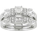 14k White Gold 1/2ct TDW Round and Baguette Diamond Wedding Ring Set (G-I, SI2-I1)