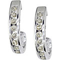 10k White Gold 1/4ct TDW Diamond J Hoop Earrings ( K-L, I3)