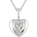 10k White Gold Diamond Heart Pendant