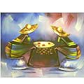 Jomo Basari Market Women Scene Canvas Art (Ghana)