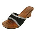 Journee Collection Black Strap Wood Wedge Sandals